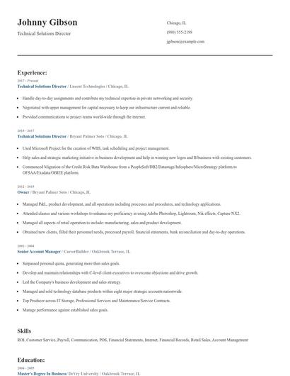 Technical Solutions Director Resume
