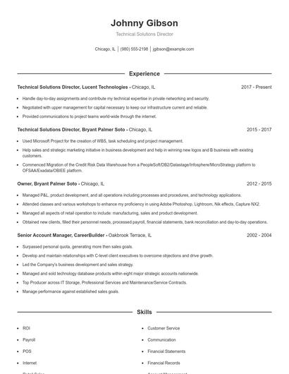 Technical Solutions Director Resume