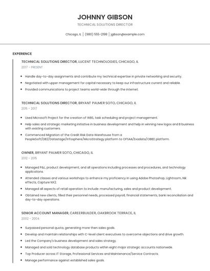 Technical Solutions Director Resume