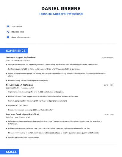Technical Support Professional Resume