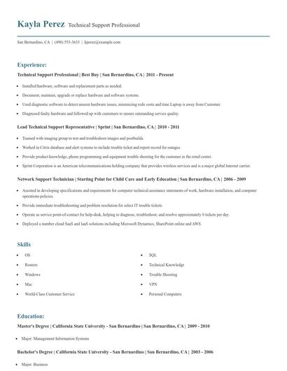 Technical Support Professional Resume