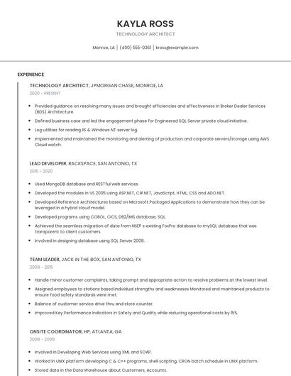 Technology Architect Resume
