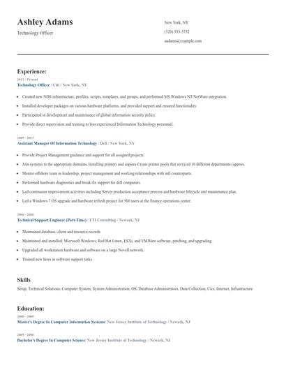 Technology Officer Resume