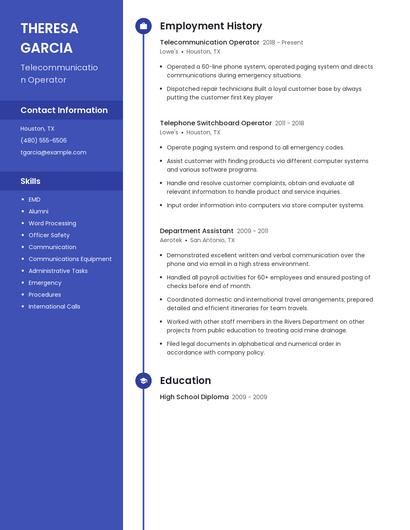 Telecommunication Operator Resume