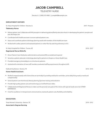 Telemetry Nurse Resume