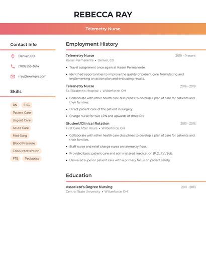 Telemetry Nurse Resume