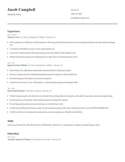 Telemetry Nurse Resume