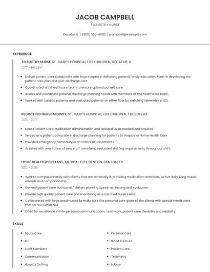 Telemetry Nurse Resume
