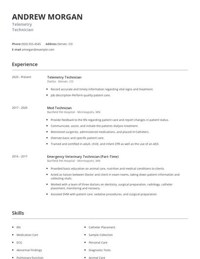 Telemetry Technician Resume