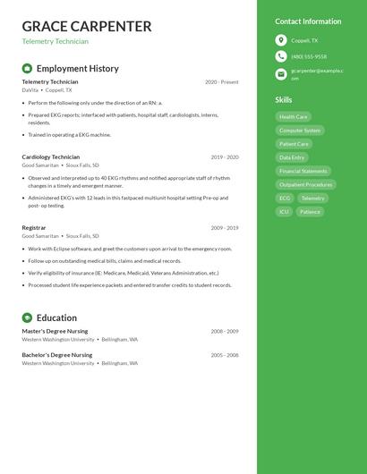 Telemetry Technician Resume