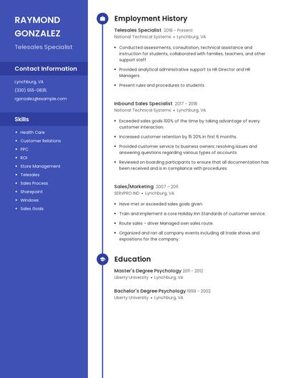Telesales Specialist Resume