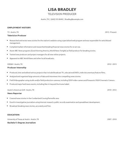 Television Producer Resume