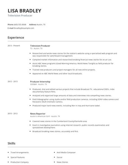 Television Producer Resume