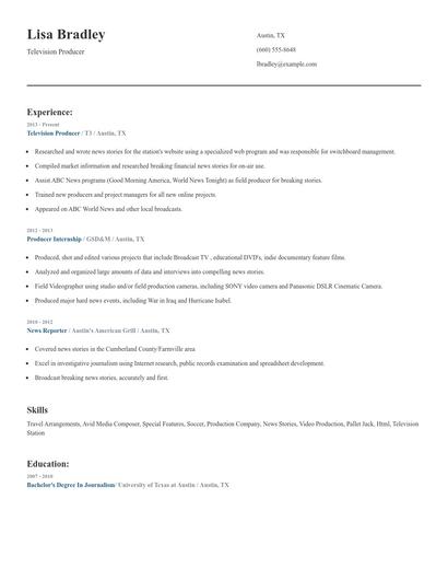 Television Producer Resume