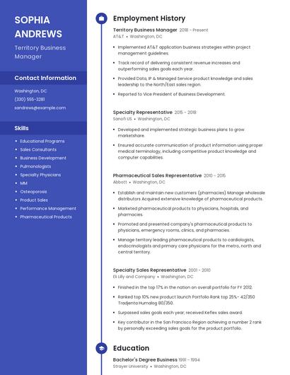 Territory Business Manager Resume