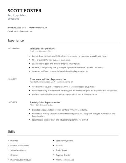 Territory Sales Executive Resume