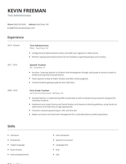 Test Administrator Resume
