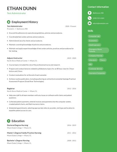Test Administrator Resume