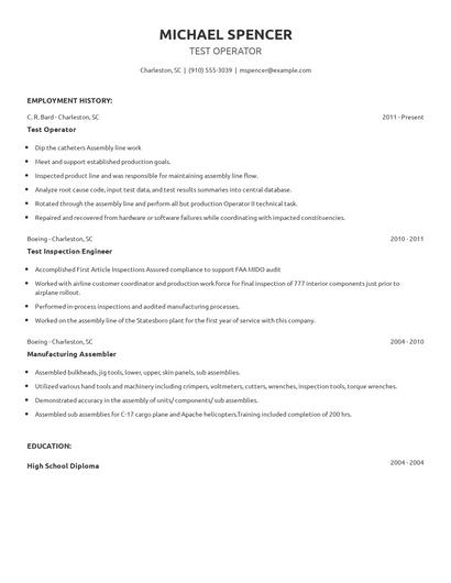 Test Operator Resume