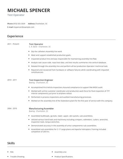 Test Operator Resume