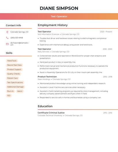 Test Operator Resume