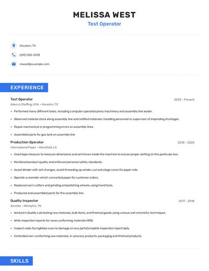 Test Operator Resume