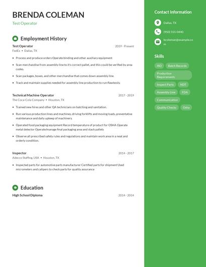 Test Operator Resume