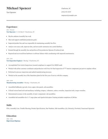Test Operator Resume
