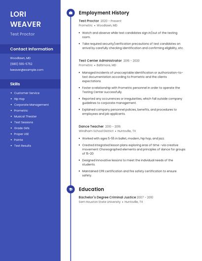 Test Proctor Resume