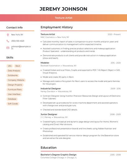 Texture Artist Resume