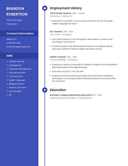 Third Grade Teacher Resume