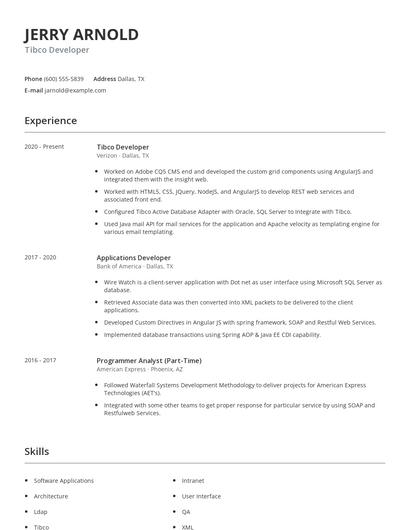 Tibco Developer Resume