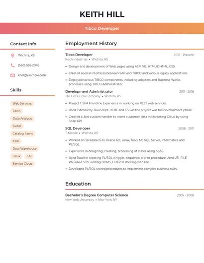 Tibco Developer Resume