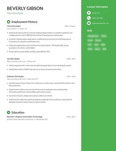 Tibco Developer Resume