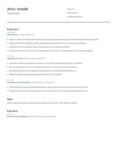 Tibco Developer Resume