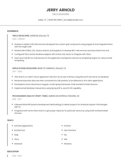 Tibco Developer Resume