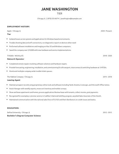 Tier Resume