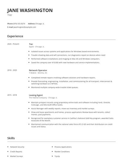 Tier Resume