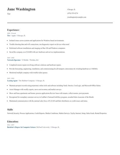 Tier Resume