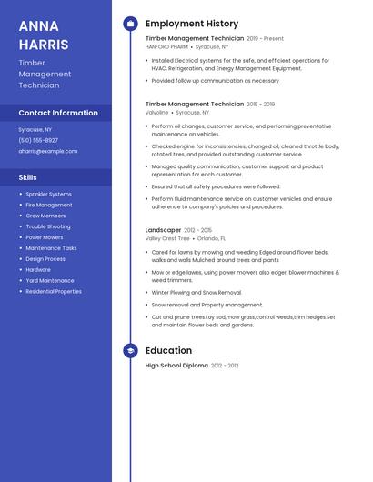 Timber Management Technician Resume