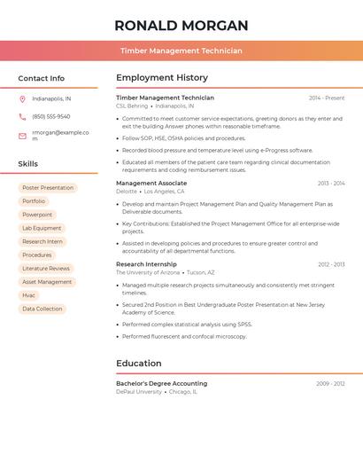 Timber Management Technician Resume
