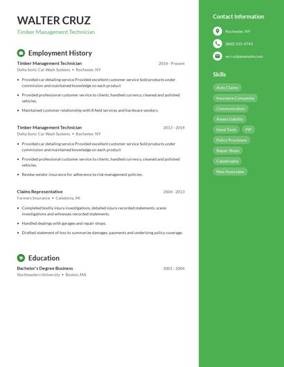 Timber Management Technician Resume