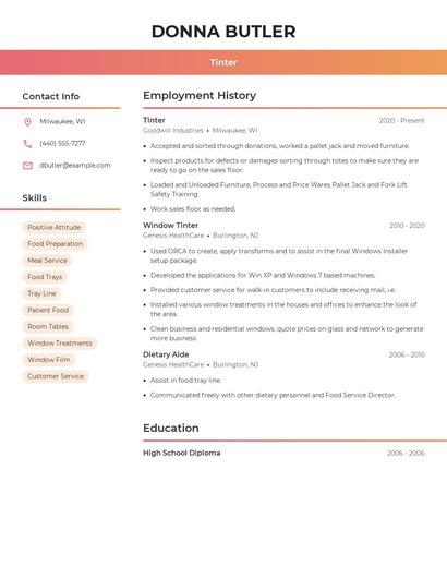 Tinter Resume