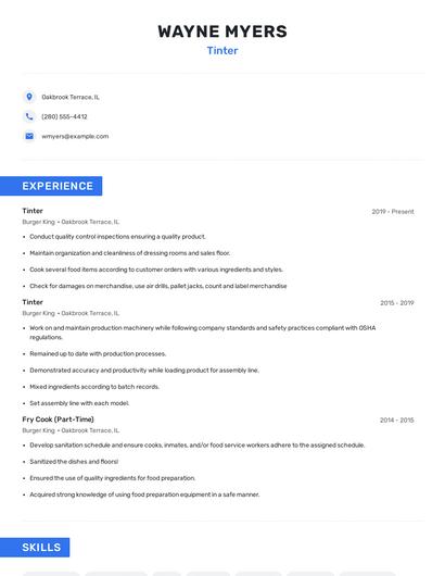Tinter Resume