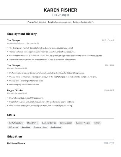 Tire Changer Resume