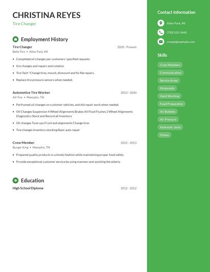 Tire Changer Resume