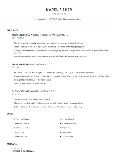 Tire Changer Resume