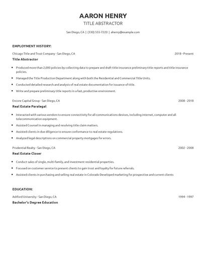 Title Abstractor Resume