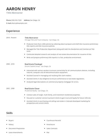 Title Abstractor Resume