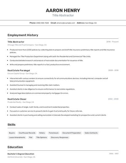 Title Abstractor Resume
